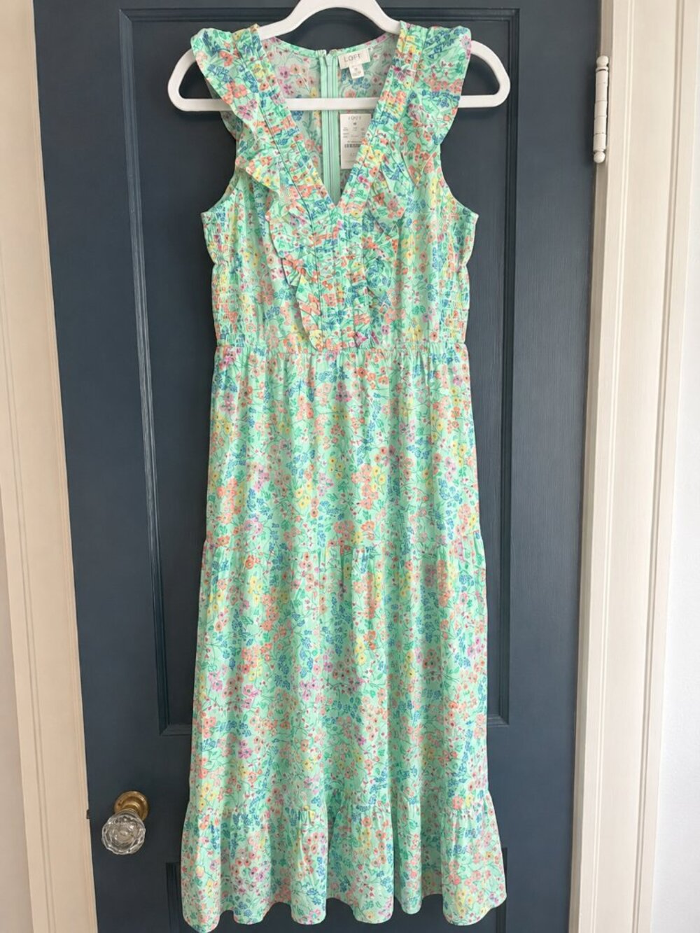 J.Crew Factory Floral Ruffle Tiered Midi Dress NWT Size 4